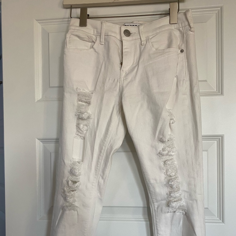 White ripped skinny jeans Express
